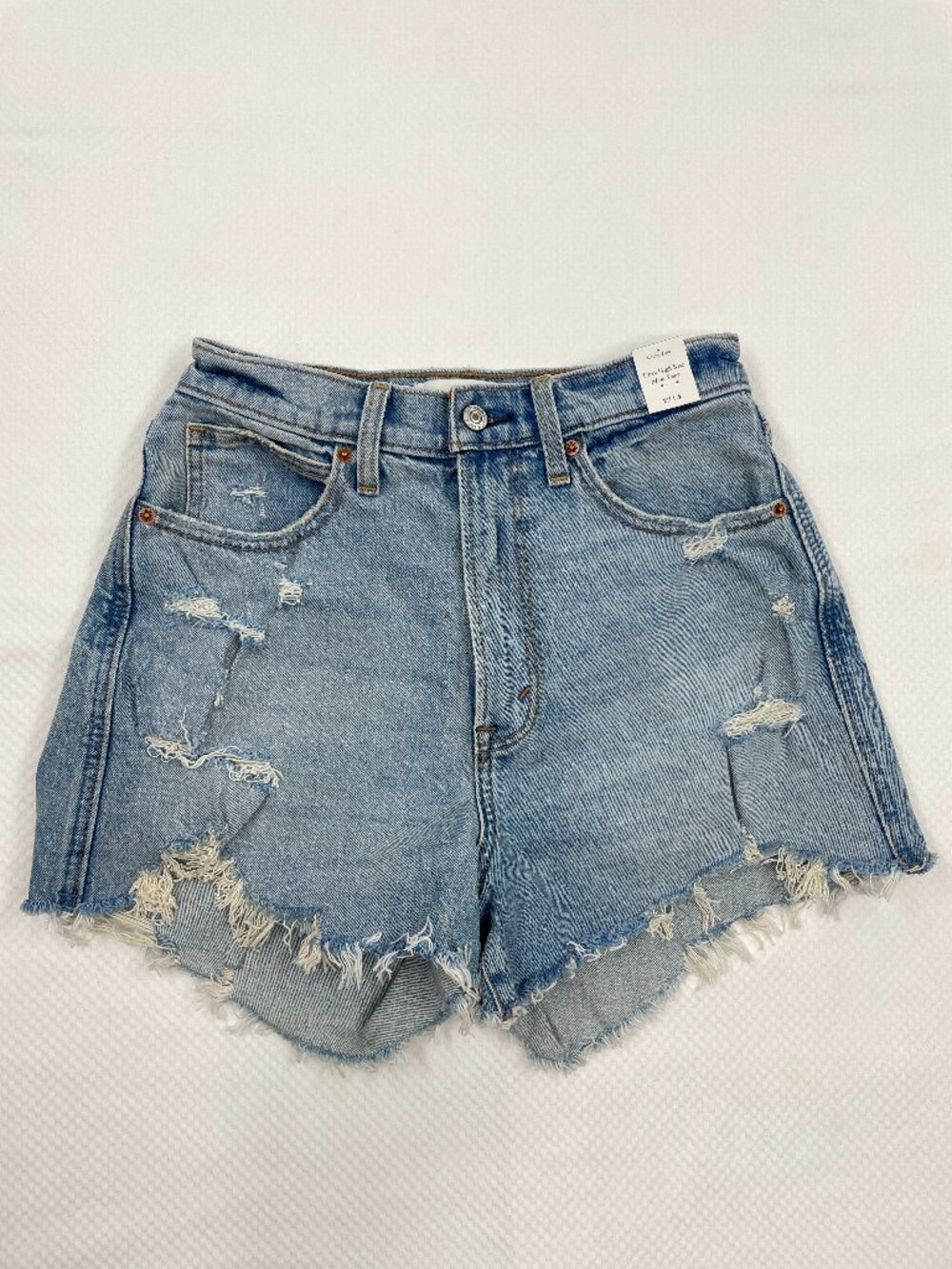 Abercrombie & Fitch Curve Love Ultra High Distressed Jean Shorts Women's 27 NEW